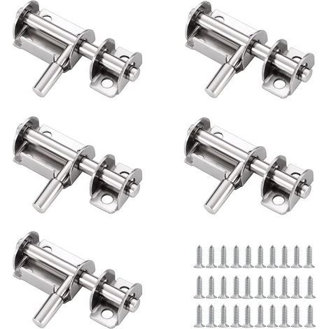 Verrou 5 Pièces Mini Verrous de Porte Coulissants de Sécurité Verrou Loquet Chambre de Portail Exterieur Boulon Loquet Porte Coulissant en Acier Ino Les Portes de Portail Exterieur Boulon (1/5)