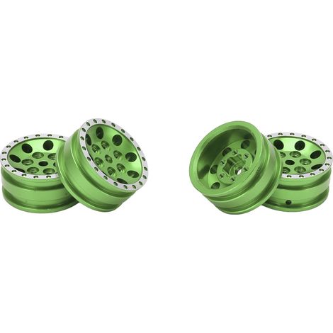 4 jantes métalliques à 8 trous ronds pour voiture télécommandée tout-terrain Axial SCX24 1/24 (vert) (1/5)