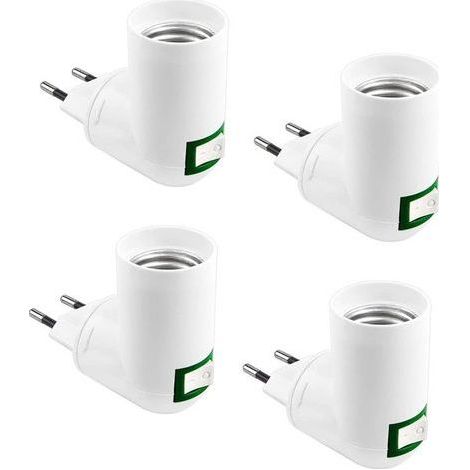Douille E27 avec interrupteur – Douille E27 avec interrupteur sans fil pour applique murale, douille pour lampe LED pour éclairage de chambre et de cuisine - Lot de 4 (1/5)