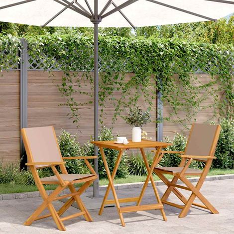 Teenpull – 3-tlg. Bistro-Set Taupe Stoff und Massivholz (1/5)