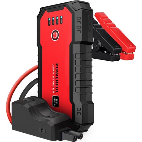 Booster de démarrage auto 12V 2000A 20000mAh  Résistant à la pluie  Écran LED  Lampe SOS  Tous véhicules  Noir et rouge