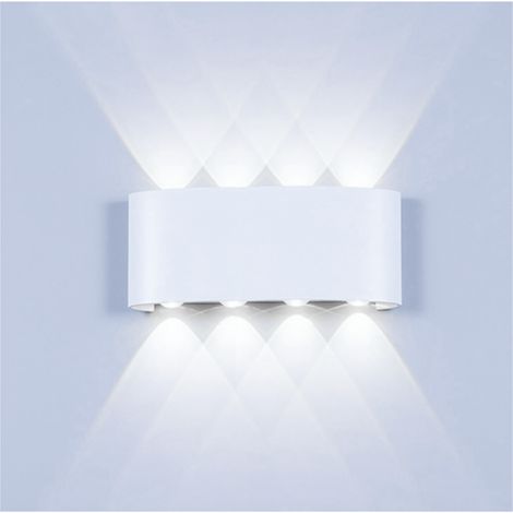 Applique murale LED pour intérieur et extérieur, lampe de jardin en aluminium 8 W, applique murale 8 LED, étanche IP65, lumière blanche 6000 K (1/5)