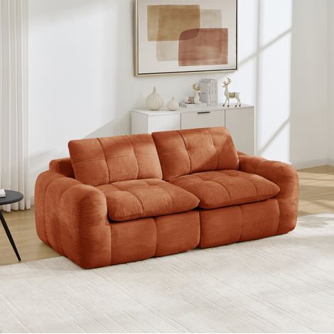 Sofá modular de 2 plazas 194x97x68 cm en chenilla naranja, sin montaje – MEUBLIV (1/5)