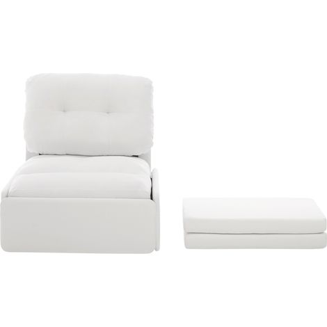 Divano letto 2 in 1 singolo in lino bianco, 195 x 81,5 cm, MODENUIT (1/5)