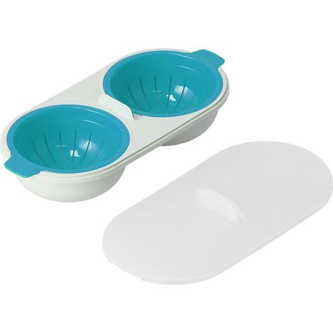 Eierkocher für die Mikrowelle, lebensmittelechtes PP, herausnehmbarer Abtropfkorb für hartgekochte Eier, blau (1/5)