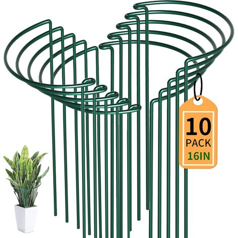 10x Tuteurs Pour Plantes, Piquets Verts Demi-Ronds Support Plantes Plante,Aidez Vos à Pousser - Anneau de Plante Pieux Hortensias, 25x40cm (1/5)