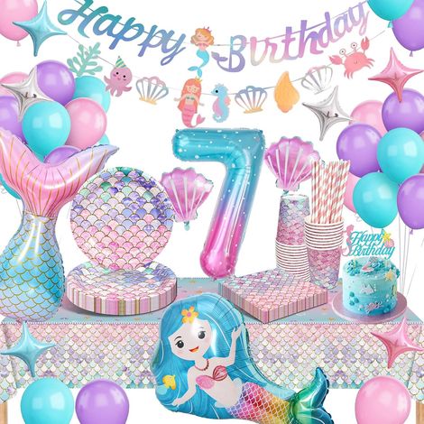 7 Ans Decoration Anniversaire Sirene, Sirene Vaisselle Anniversaire (1/5)