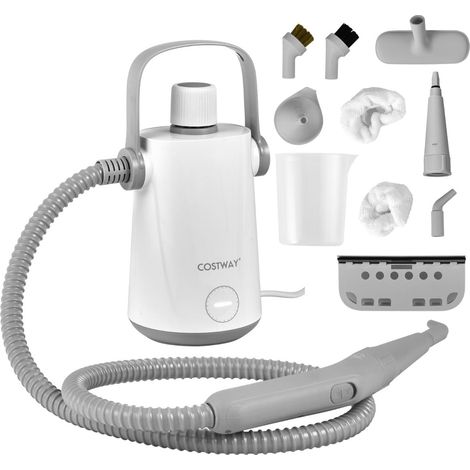 Pulitore a vapore portatile multifunzionale 13 x 13 x 25 cm con 10 accessori pulizia rapida e moderna PP grigio 200021136