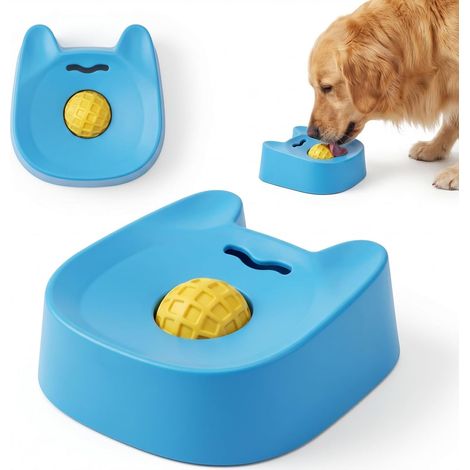 Gamelle Lenteur Chien, Balle Rotative, Yaourt, Bleu, Muffin, Snack, Lèche, Digestif, Anti-Avaro, 17 cm (1/5)