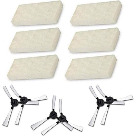 6 brosses latérales, 6 filtres HEPA pour robot aspirateur Homday 550996. (1/2)