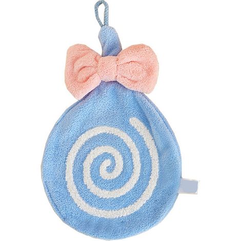 Serviette enfant douce, velours corail épais absorbant avec boucle de suspension, bleu, pour salle de bain cuisine (1/5)