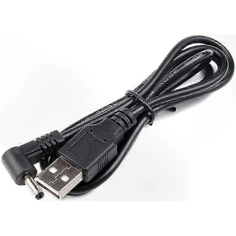 Câble adaptateur secteur CC avec connecteur USB, coude à 90 degrés, 5 V 1 m, pour charger des appareils, noir. (1/5)