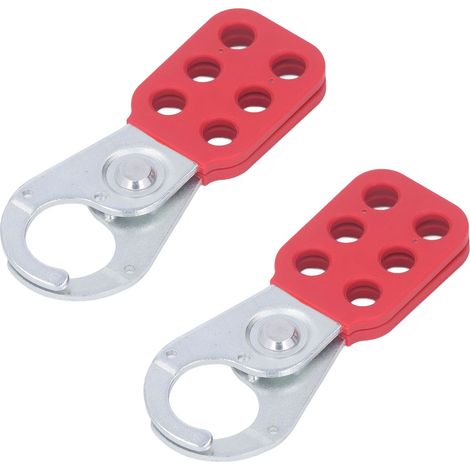 Lot de 2 moraillons de verrouillage à 6 trous de 2,5 cm de diamètre, finition dépolie, pour cadenas et étiquettes de sécurité (1/5)