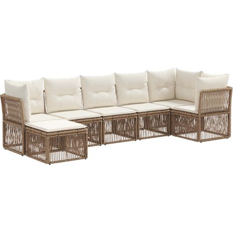 Gartensofa-set 7 pcs Beige Poly-Rattan vidaXL
