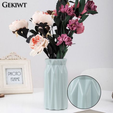 Vase en plastique pour fleurs séchées,design géométrique minimaliste,pot de fleurs en plastique,arrangement floral frais-Vert (1/4)