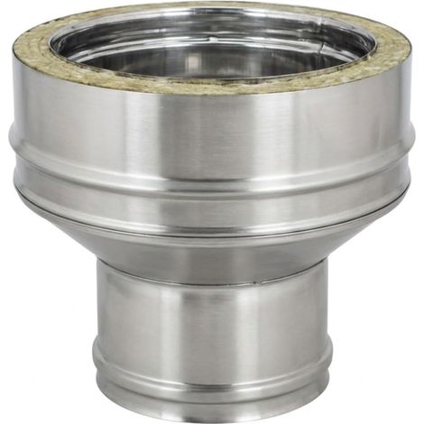 MAKA Aumento Piatto Canna Fumaria Doppia Parete Aria Inox Inox Ø 200 a 250 mm (1/5)