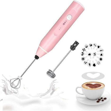 Tragbarer Milchaufschäumer, wiederaufladbarer Schneebesen für Kaffee mit künstlerischen Schablonen, Kaffeemixer für Cappuccino, heiße Schokolade, Eierquirl