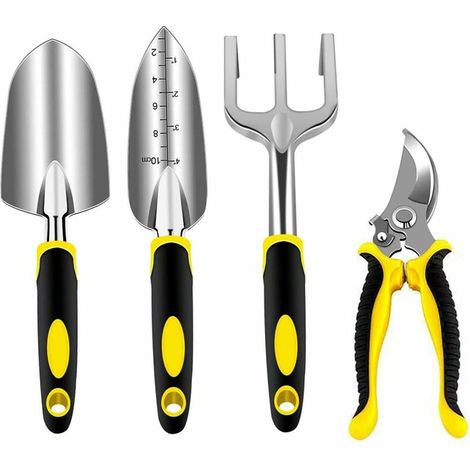 Gardening Tools Set, Garden Tools with Heavy Duty Aluminum Heads and Ergonomic Handles, Gardening Tools with Pruner, Shovels, Trowel, Transplanter, Hand Rake (1/5)