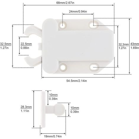 Loqueteau pour meuble – Lot de 6 loquets à libération tactile – Pour portes d'armoire et tiroirs – Matériau ABS durable