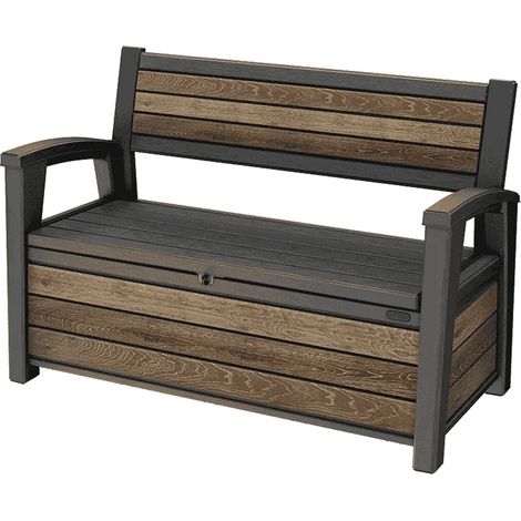 Keter Gartenbank mit Stauraum 227 l, Holzoptik Walnuss, wetterbeständig, Sitzbank für 2 Personen, abschließbar, 151,7 x 72,5 x 70 cm (1/4)