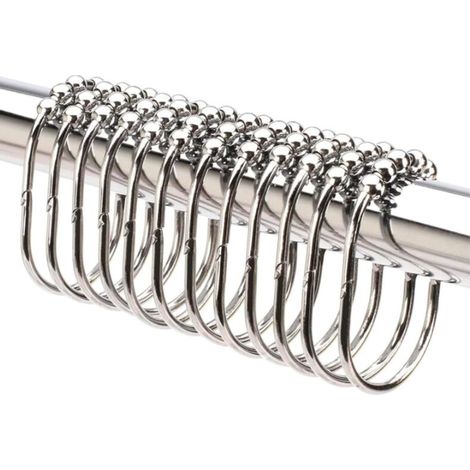 12 Anneaux Accroche Rideau Crochets Douche Larges pour Tringle Qualite (1/5)