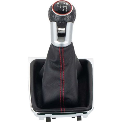 Cet ensemble comprend une housse anti-poussière pour le pommeau de levier de vitesses (cuir noir cousu) et un pommeau de levier de vitesses GTI à 5 rapports, adapté aux véhicules Volkswagen Golf 7A7 M (1/4)