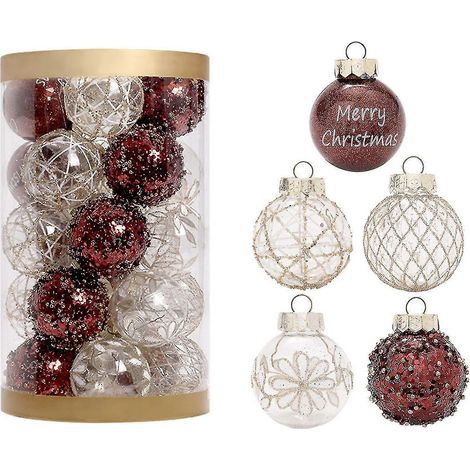 Adornos navideños en forma de bola para árbol de Navidad, adornos de 6 cm (2,36 pulgadas) con cuerda para colgar, decoración multicolor para las fiestas. (1/5)