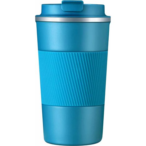 BEBUSINGOTO Taza térmica de acero inoxidable de doble pared para café y té, ideal para viajes fríos y calientes (azul, 510 ml) (1/5)