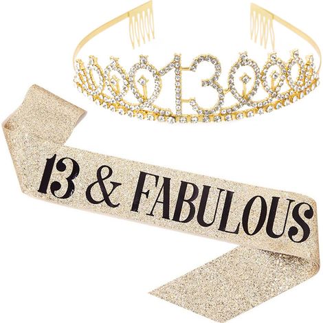 Ensemble couronne et bandoulière pour fête d'anniversaire (10, 13, 18, 21, 30, 40, 50, 60, 70, 80 ans) (1/5)