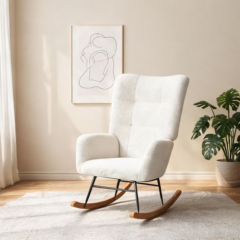 Fauteuil crema en terciopelo Teddy métal 94 x 70 x 100 cm (1/5)