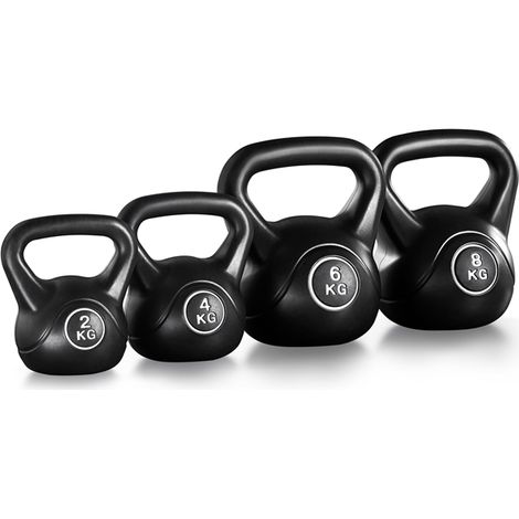 Homevive 4 Piezas Kettlebell 2/4/6/8 kg Pesa Rusa Mancuernas para Musculación Ejercicio con Mango Antideslizante Proteger Piso