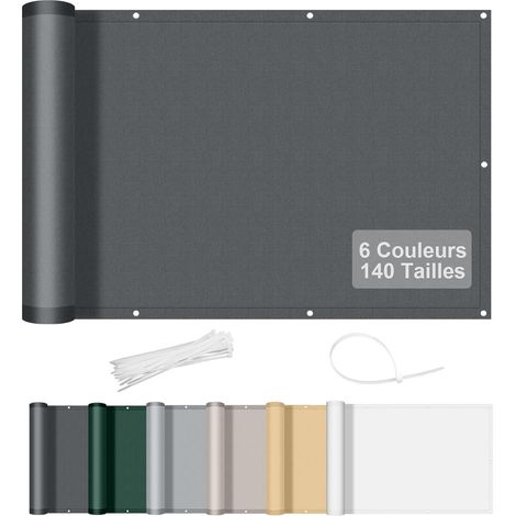 1 Brise Vue Balcon 0.9x5m Opaque Protection UV Résistant Vent Avec Œillets Et Serre Câbles Pour Terrasse Extérieur (1/5)