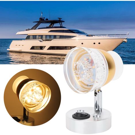 Lampe de chevet ovale à double tête LED 12-24 V avec interrupteur, lumière chaude, idéale pour camping-car, bateau ou caravane. (1/5)