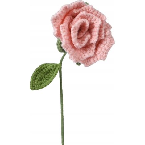 Fiore lavorato a maglia, bella rosa, decorazione in tessuto, 40x6 cm