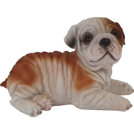 Dekofigur Bulldogge liegend 19 x 12 x 10,5 cm braun weiß Dekofigur