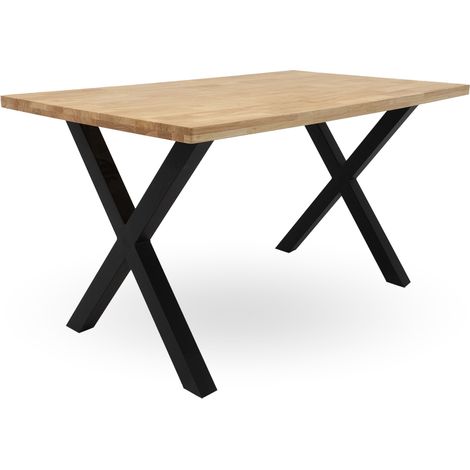 Home Heavenly® Mesa de Comedor, salón, Industrial Bilbao, Mesa de diseño Moderno y Robusto, Tablero en Listones de Madera  Medida: 140 X 80 cm (1/5)