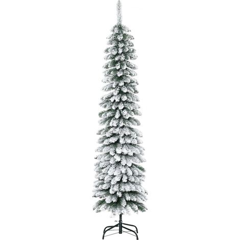 Künstlicher Weihnachtsbaum 180 cm Grün mit Schneeeffekt, 395 Zweige und Metallständer (1/5)