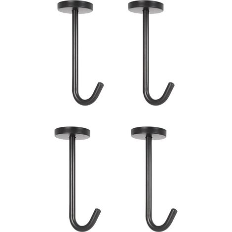 Wandhaken aus Edelstahl 304 für Bad, Wohnzimmer, Küche und Decke, schwarz. Set mit 4 Deckenhaken, 10,5 cm. (1/5)