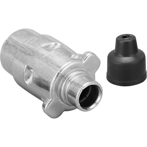 Prise métallique 7 broches 12N 12V universelle en caoutchouc pour remorques, caravanes, camions et bateaux standard (1/5)