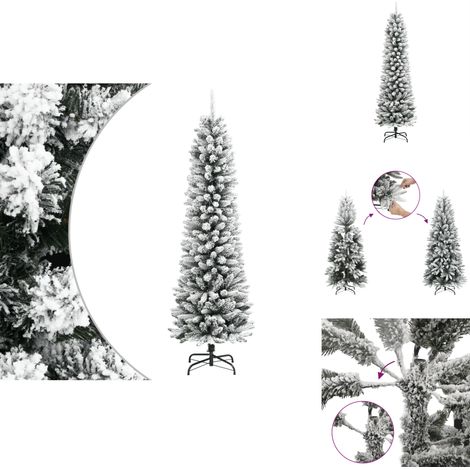 Sapin de Noël artificiel mince avec neige floquée 180 cm PVC/PE - Arbre De Noël - Arbres De Noël - Arbre De Noël Artificiel - Sapin De Noël (1/5)