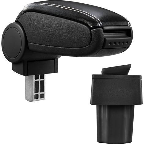 Mittelarmlehne Opel Astra G mit Staufach Kunstleder Schwarz mit weißen Nähten pro.tec
