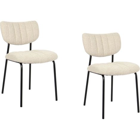 Lote de 2 sillas NORAYA – Tela beige – Patas de metal – Diseño compacto – Elegancia natural y depurada (1/5)