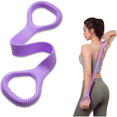 Bande élastique en forme de 8, corde élastique pour étirements des bras, du dos et des épaules, pour le fitness, les jambes et les mains, idéale pour le yoga et le Pilates.