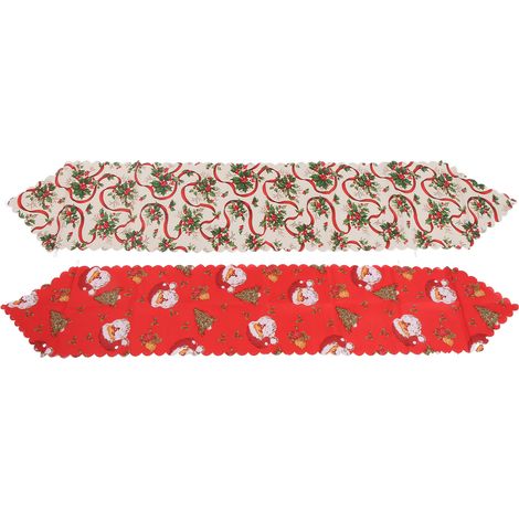 2 pièces Nappe de Noël 2 Styles Imprimés Festifs Décorations de Table Lavables pour Fêtes (1/5)