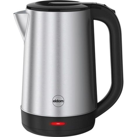 Hervidor de agua, capacidad de 2 litros, hervidor de agua de acero inoxidable, con indicador de control, base giratoria, CS30 2200 W, 25 x 15,5 x 21,5, ‎plata/negro (1/5)