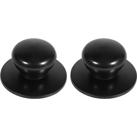 Lot de 2 couvercles de rechange noirs pour casseroles et bouilloires, avec poignées et boutons neufs. (1/5)