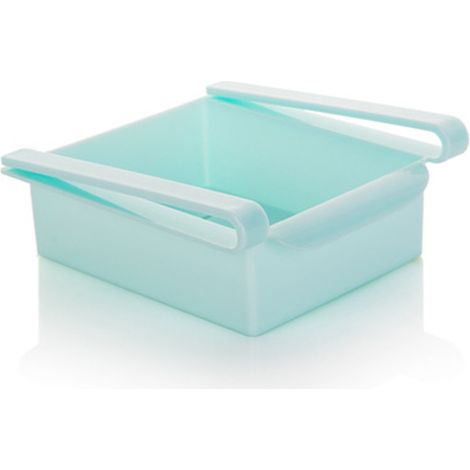 3 Bacs de rangement rétractables pour réfrigérateur, boîtes de conservation alimentaire en plastique bleu, organisateur de tiroir compartimenté, étagère de frigo, 3 pièces.