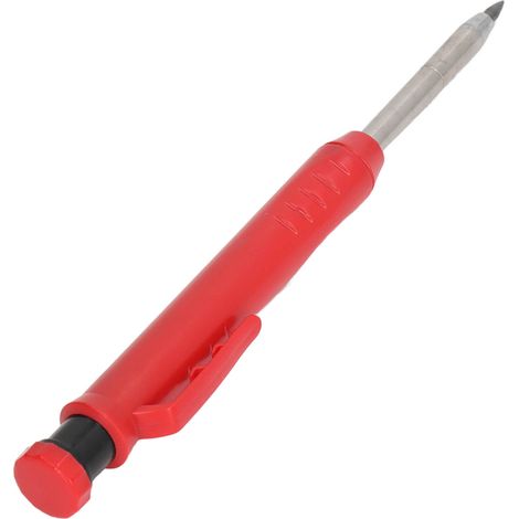 Kit de Crayon de Charpentier Mécanique avec Affûteur, Mines 2.8mm Rechargeables pour Menuiserie et Ébénisterie, Rouge (1/5)