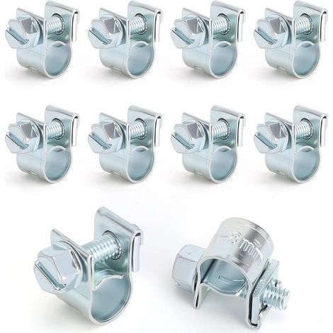 Mini collier de serrage galvanisé 6 à 8 mm lot de 10 pièces pour tuyau carburant (1/5)