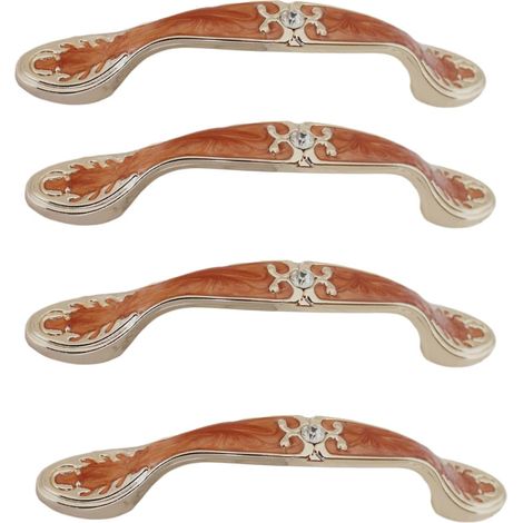 Poignée de placard (lot de 4), bouton de tiroir et poignée de porte, couleur ambre, entraxe de 128 mm, rouge ambre (1/2)